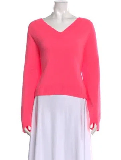 Pre-owned Crush Cashmere V-neck Sweater In Pink