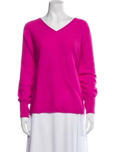 Pre-owned Crush Cashmere V-neck Sweater In Pink