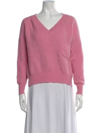 Pre-owned Crush Cashmere V-neck Sweater In Pink