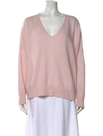 Pre-owned Crush Cashmere V-neck Sweater In Pink