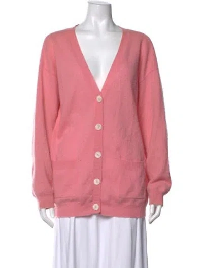 Pre-owned Crush Cashmere V-neck Sweater In Pink