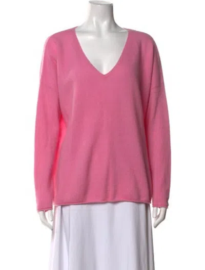 Pre-owned Crush Cashmere V-neck Sweater In Pink