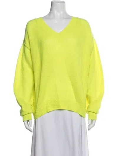 Pre-owned Crush Cashmere V-neck Sweater W/ Tags In Yellow