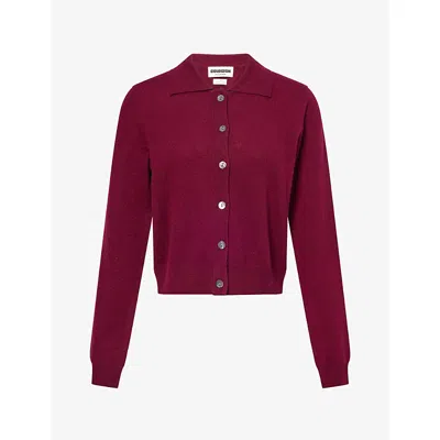 Crush Cashmere Womens Arctic Verbier Cashmere Polo Top Burgundy