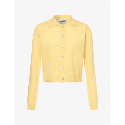 Crush Cashmere Womens Arctic Verbier Cashmere Polo Top Daffodil In Animal Print