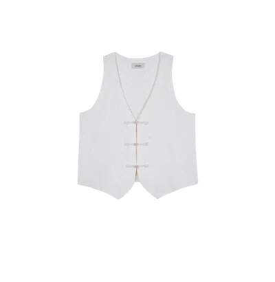 Crush Collection Chinese Style Floral Textured Waistcoat