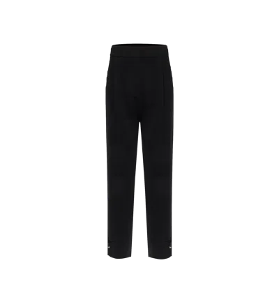 Crush Collection Silk And Wool Pleated Pants In Black