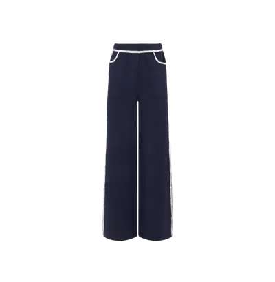 Crush Collection Bouclé And Wool Panelled Wide-leg Pants In Blue