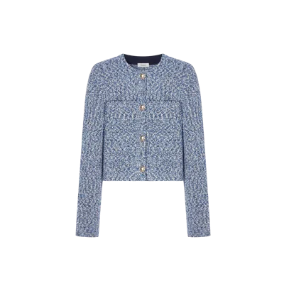 Crush Collection Bouclé Jacket With Pockets In Blue