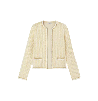 Crush Collection Bouclé Jacquard Classic Jacket In Yellow