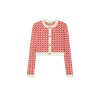 Crush Collection Butterfly Jacquard Short Cardigan In Red