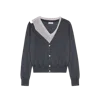 Crush Collection Cashmere Faux Two-piece Cardigan In Grey