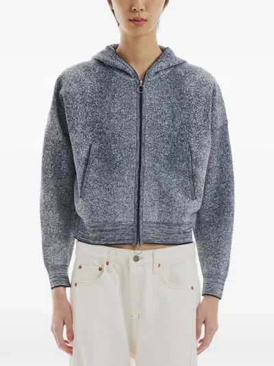 Crush Collection Denim-effect Cropped Jacket In Blue