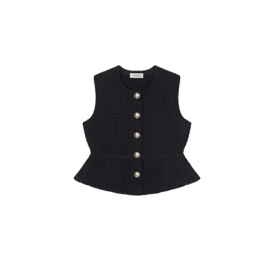Crush Collection Embossed Waistcoat In Black