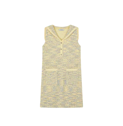 Crush Collection Fancy Bouclé Sailor Dress In Yellow