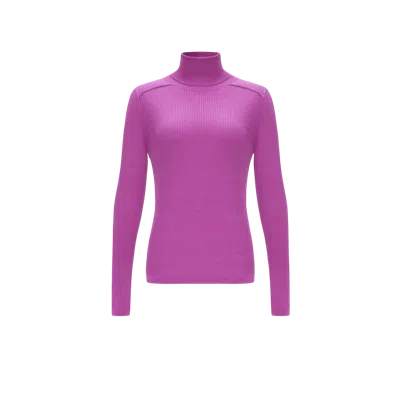 Crush Collection Silk And Cashmere Ribbed Turtleneck Top In Green