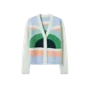 Crush Collection Fluffy Rainbow Cashmere Cardigan In Multi Color