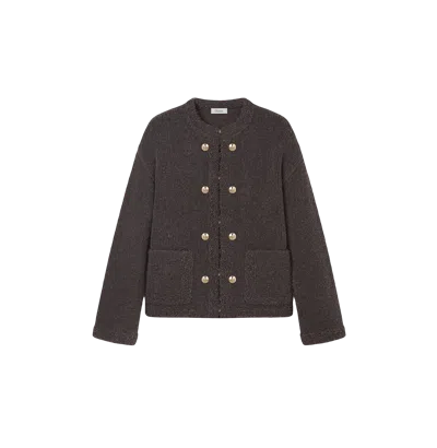 Crush Collection Teddy Bouclé Mandarin Jacket In Beige