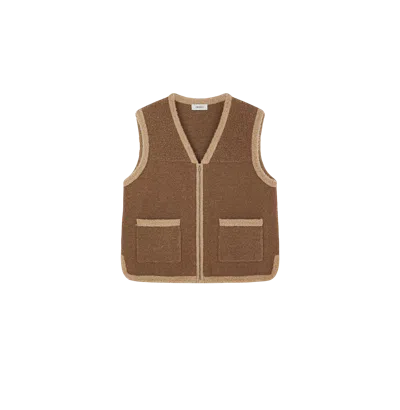 Crush Collection Teddy Bouclé Waistcoat In Brown