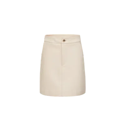Crush Collection Lambskin Leather Skirt With Metal Buttons In White