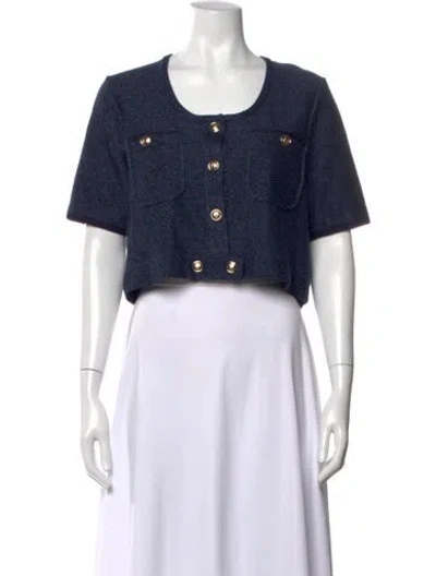 Pre-owned Crush Crew Neck Short Sleeve Crop Top In Blue