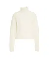 Crush Cropped Cashmere Turtleneck Sweater With Oversized Silhouette In Neutral