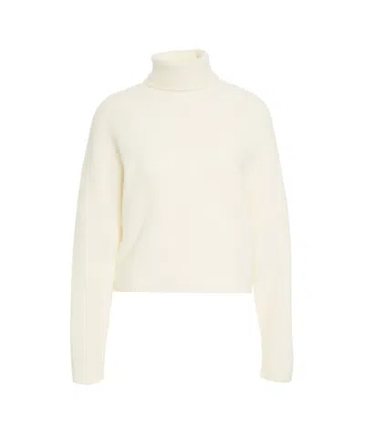 Crush Cropped Cashmere Turtleneck Sweater With Oversized Silhouette In Neutral