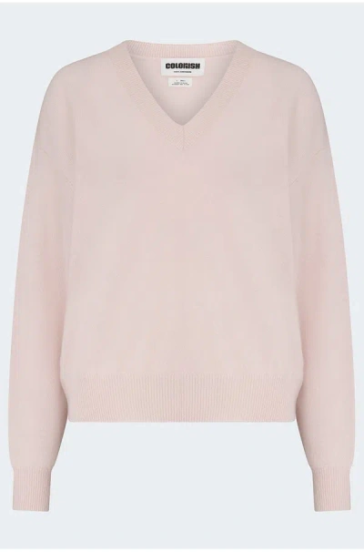 Crush Malibu V Neck Jumper In Rosewater In Pink