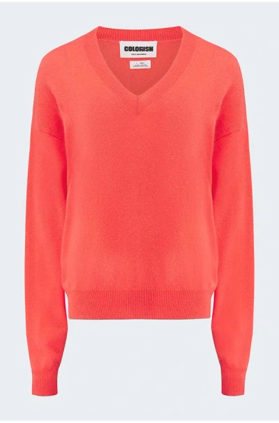 Crush Malibu V Neck Jumper In Sangria In Orange