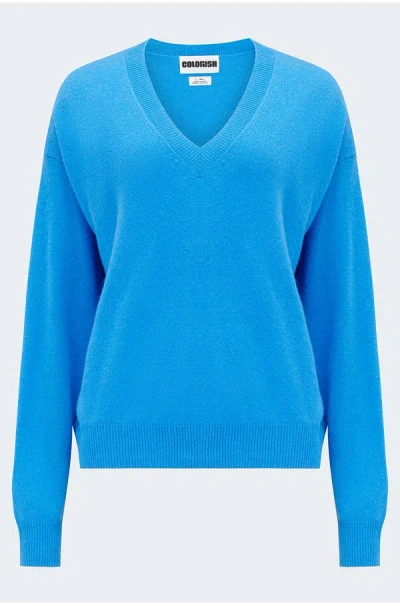Crush Malibu V Neck Jumper In Sky In Blue