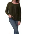 Crush Marina Double V Pullover Sweater In Olive In Green