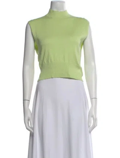Pre-owned Crush Mock Neck Short Sleeve Crop Top In Green