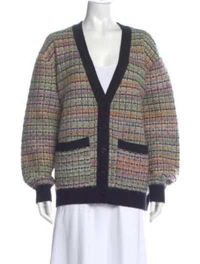 Pre-owned Crush Plaid Print V-neck Sweater In Multi