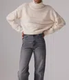 Crush Plushy Stitch Roll Neck Sweater In Cream