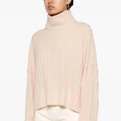 Crush Rosie Ribbed Roll Neck Sweater In Sugar In Neutral