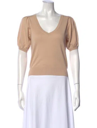 Pre-owned Crush V-neck Short Sleeve Top In Neutral