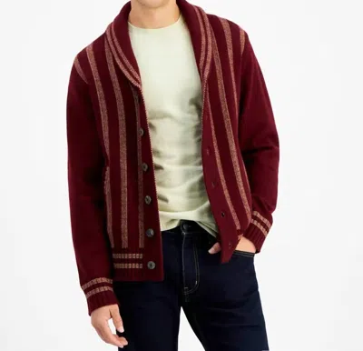Crwth Bonney Cardigan In Burgundy/cream In Red