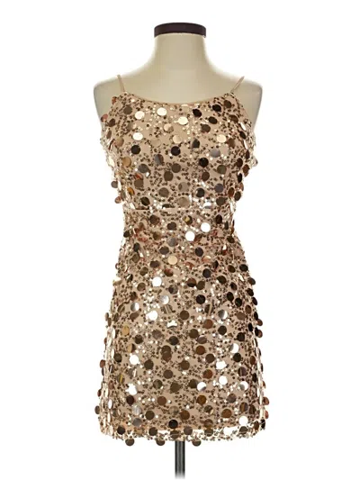 Pre-owned Crystal Doll Cocktail Dress In Gold