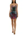 Crystal Doll Juniors' Scoop-neck Sequined Bodycon Dress In Black Mult