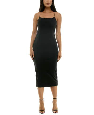 CRYSTAL DOLL JUNIORS' STRAIGHT-NECK SLEEVELESS MIDI DRESS