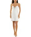 Crystal Doll Juniors' Sweetheart-neck Rhinestone-bow Dress