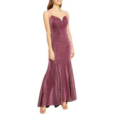 Crystal Doll Juniors Womens Metallic Open Black Evening Dress In Pink