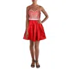 Crystal Doll Juniors Womens Rhinestone Mini Fit & Flare Dress In Multi