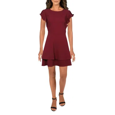 Crystal Doll Juniors Womens Ruffled Polyester Mini Dress In Burgundy