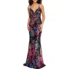 Crystal Doll Juniors Womens Sequined Polyester Evening Dress In Multi
