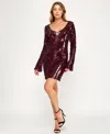 Crystal Doll Women's Long Sleeve Sequin Bodycon Dress In Red