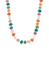 Crystal Haze 18k Plated Agate And Quartz Lariat Necklace In Multi