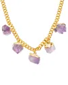 Crystal Haze 18k Plated Amethyst Statement Necklace In Gold