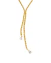 Crystal Haze 18k Plated Cz Lariat Necklace In Gold