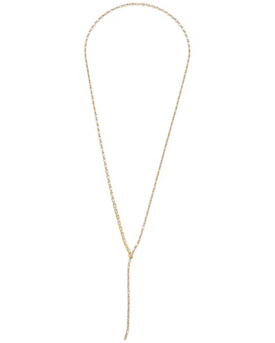 Crystal Haze 18k Plated Cz Lariat Necklace In Gold